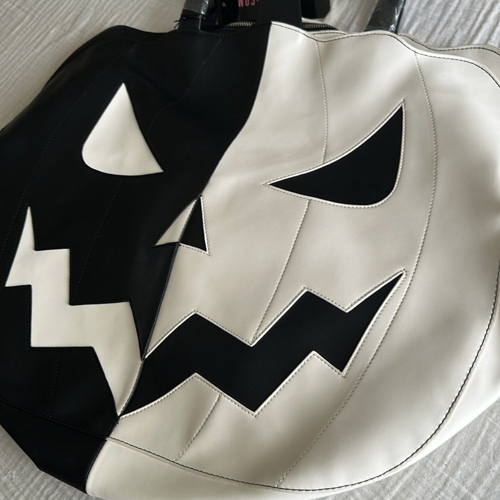 Dolls Kill Black & White Pumpkin Face Tote - Picture 5 of 14